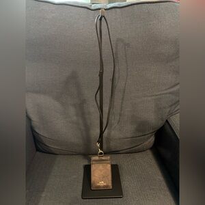 Coach Black and Brown Lanyard ID Holder